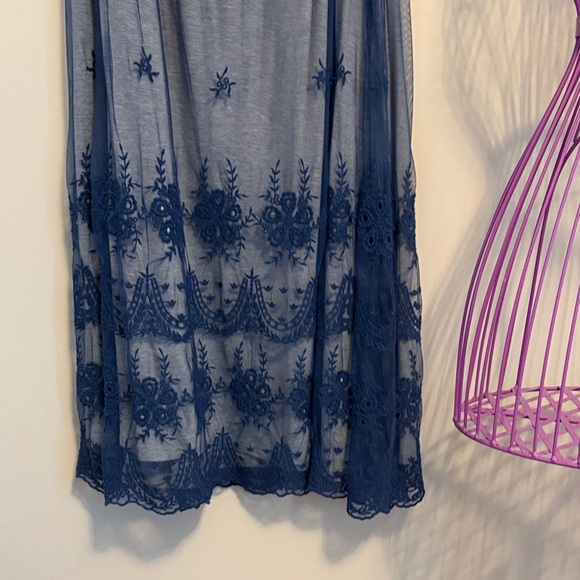 Sundance Navy Embroidered Maxi Skirt - Picture 4 of 6